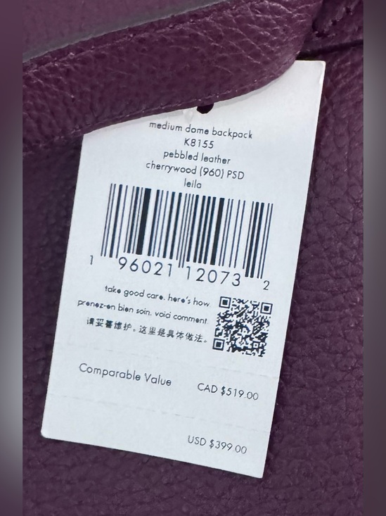 Kate Spade Burgundy Pebbled Leather Backpack with Front Zip Pocket NWT main image 9